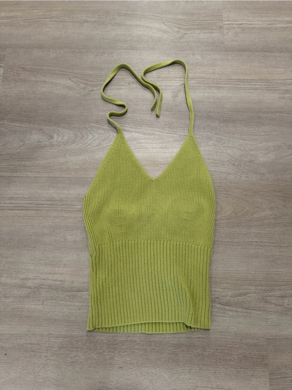 Wet Seal Y2K Green Ribbed Knit Cotton Halter